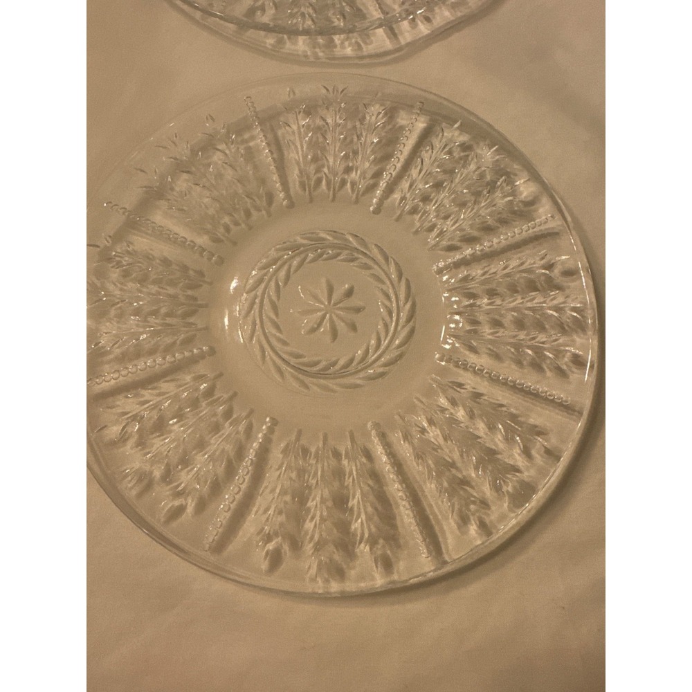 Vintage Set of 5 Federal Glass Wheat‎ and Star Clear 6" Dessert Plates - Picture 2 of 5